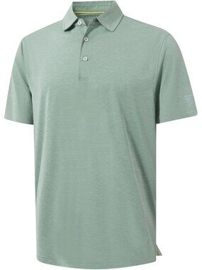 Mens Grey Green Golf Shirt Short Sleeve Ultra Light Quick Dry UPF 30 Polo